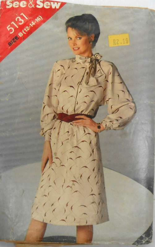 BUTTERICK 5131 LOOSE FITTING DRESS WITH NECK BOW SIZE 12-14-16 COMPLETE-CUT TO 16