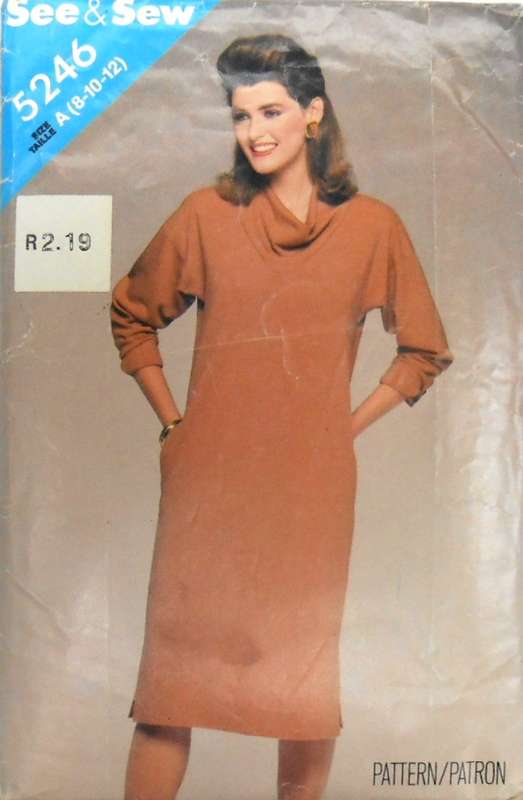 BUTTERICK 5246 SEMI FITTED STRAIGHT DRESS WITH COWL NECK SIZE 8-10-12 COMPLETE-PART CUT TO 12