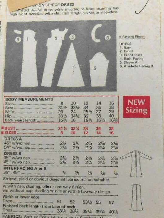 VINTAGE BUTTERICK 5506 SEMI FITTING A-LINE DRESS SIZE 8 BUST 31 1/2 COMPLETE-ZIPLOC