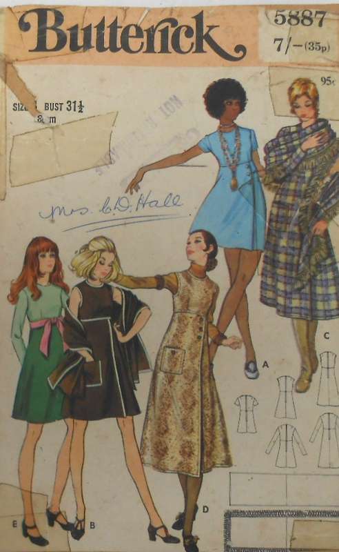 BUTTERICK 5887 FITTED HIGH WAIST DRESS SIZE 8 BUST 31 1/2 COMPLETE-ZIPLOC