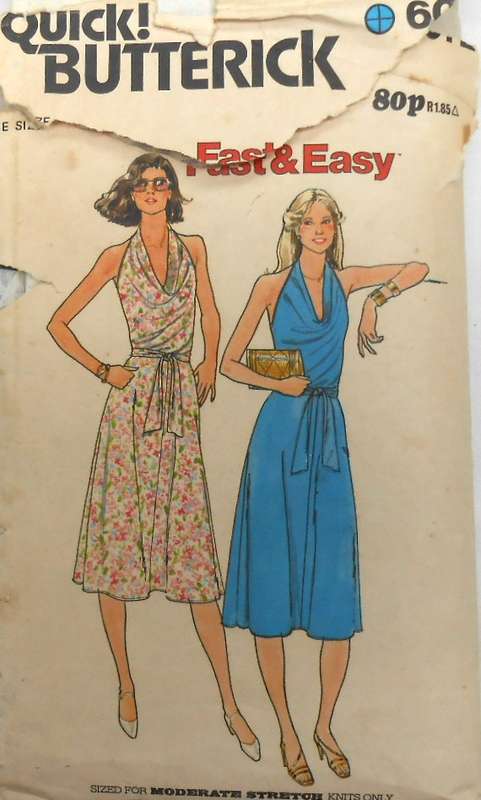 BUTTERICK 6072 FITTED & FLARED BACK WRAP DRESS SIZE 8-18 COMPLETE-CUT SMALL 8-10 (M & L PIECES H/W)