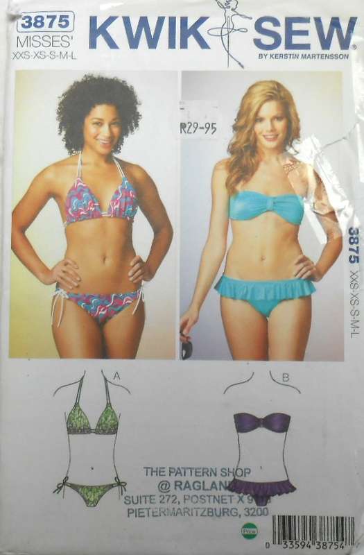 KWIK SEW 3875 SWIMWEAR BIKINIS SIZE XXS-XS-S-M-L (73-106 CM) COMPLETE-UNCUT-F/FOLDED