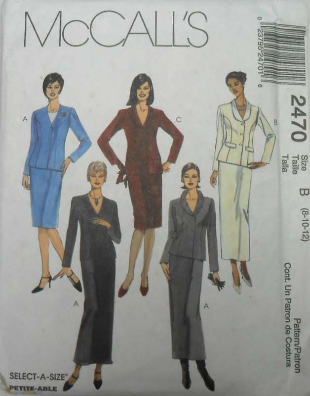 McCALLS 2470 LINED JACKET & SKIRT IN 2 LENGTHS SIZE 8-10-12 COMPLETE-UNCUT-F/FOLDED