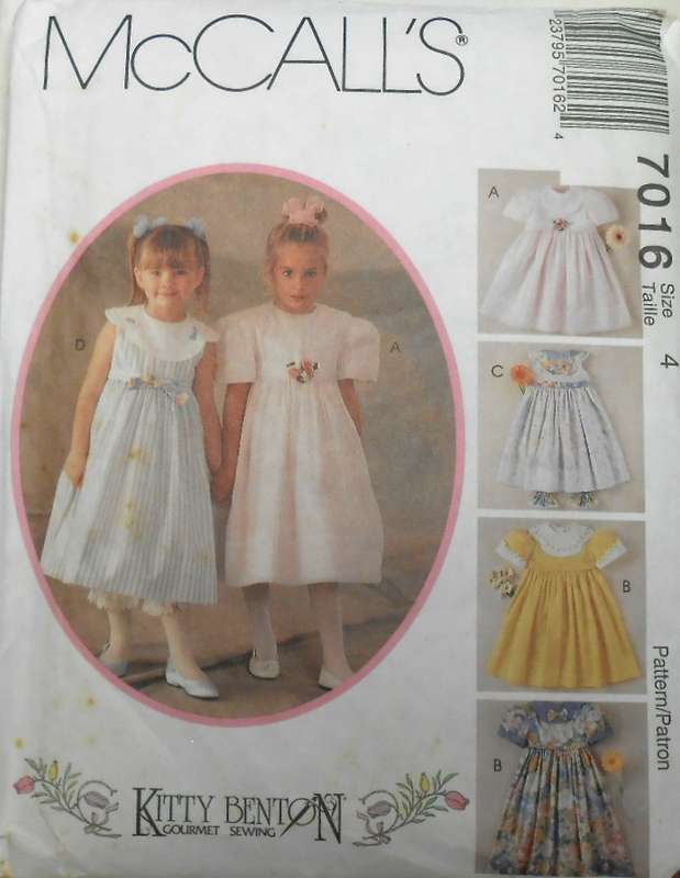 McCALLS  7016 GIRLS DRESS & PANTOONS SIZE 4 YEARS COMPLETE-UNCUT-F/FOLDED