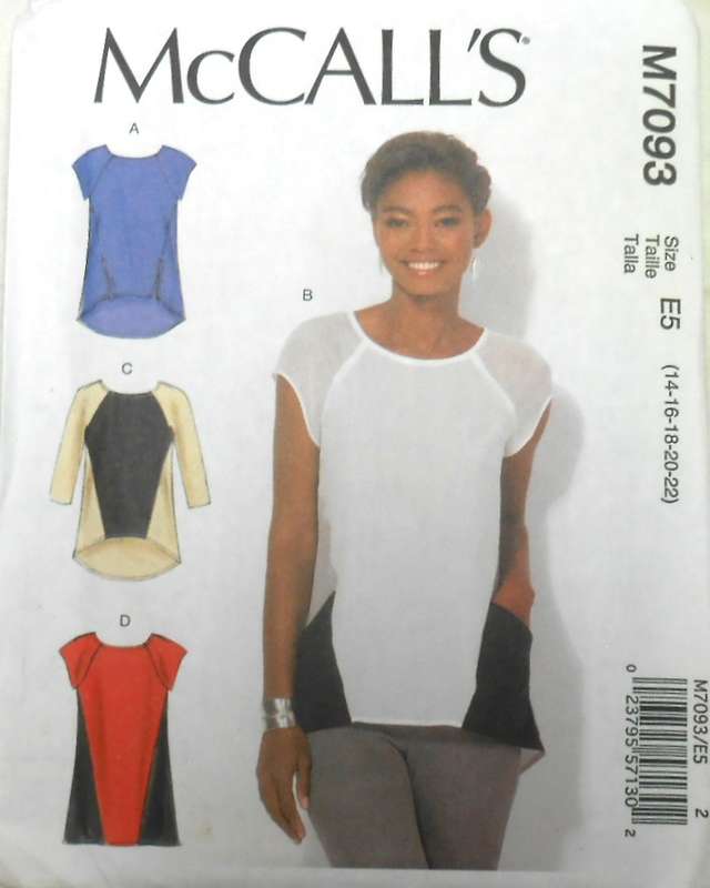 McCALLS M7093 TOPS & TUNIC SIZE 14-16-18-20-22 COMPLETE-UNCUT-F/FOLDED