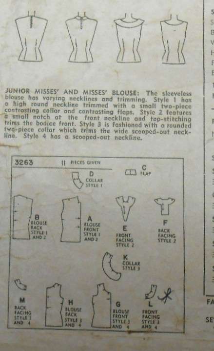 V/VINTAGE SIMPLICITY 3263 BLOUSE IN 4 STYLES SIZE 12-COMPLETE-ZIPLOC