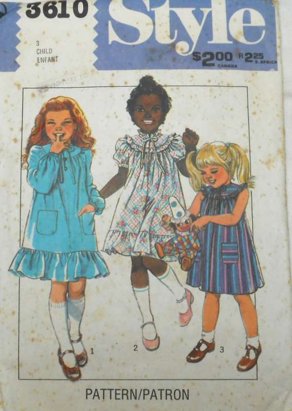 STYLE PATTERN 3610 GIRLS PULLOVER DRESS SIZE 3 YEARS COMPLETE