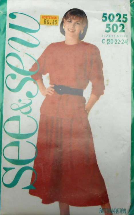 BUTTERICK 5052 TOP-SKIRT SIZE 20-22-24 COMPLETE-UNCUT-F/FOLDED