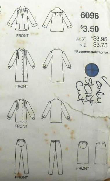 BUTTERICK 6096 MATERNITY JACKET-DRESS-TOP-PANTS SIZE 14 COMPLETE-MOSTLY UNCUT