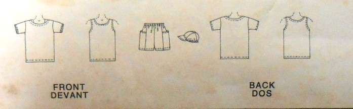 McCALLS 6493 KIDS T-SHIRT-TANK TOP-SHORTS-HAT SIZES 4-5-6- YEARS COMPLETE-CUT TO 6 YEARS