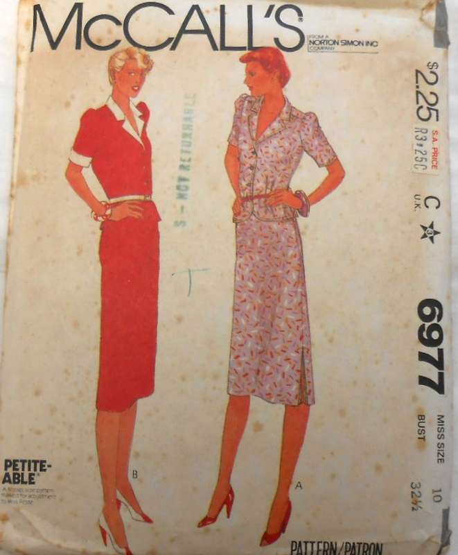 McCALLS 6977 TOP & SKIRT SIZES 10 BUST 32 1/2 COMPLETE