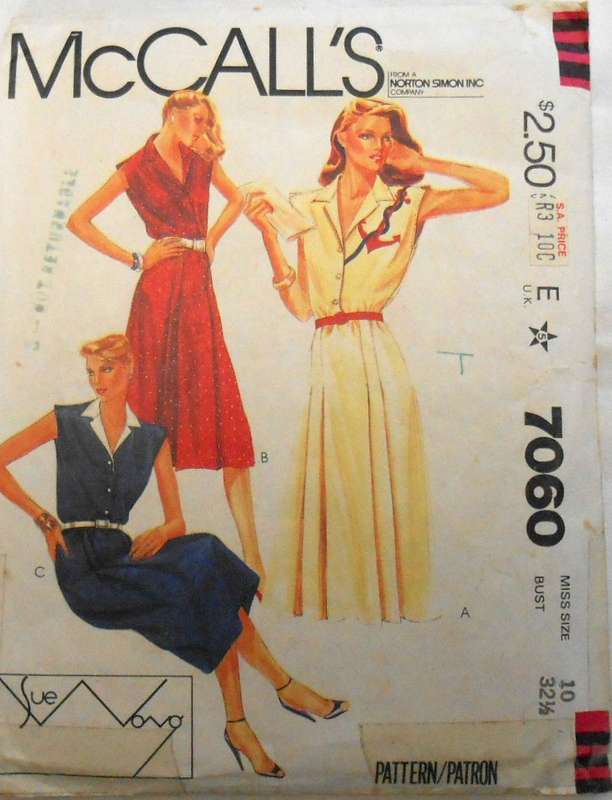 McCALLS 7060 DRESS-APPLIQUE-BELT SIZES 10 BUST 32 1/2 COMPLETE