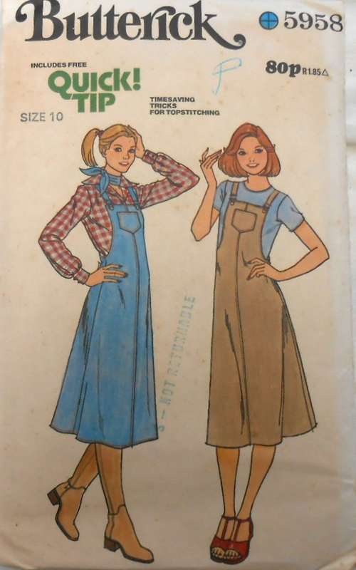 BUTTERICK 5958 PINAFORE SIZE 10 COMPLETE