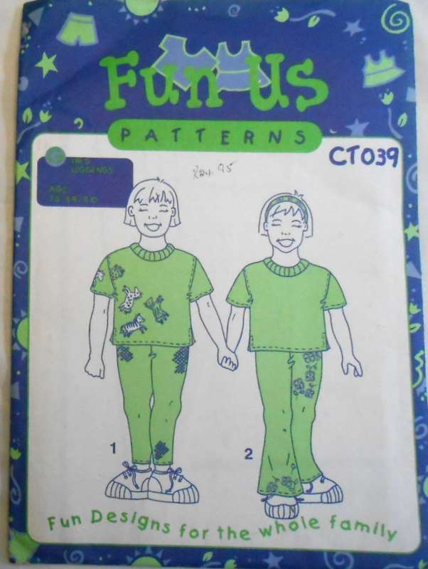 FUN US PATTERNS CT039-GIRLS LEGGINGS SIZE 7-10 YEARS COMPLETE-UNCUT-F/F