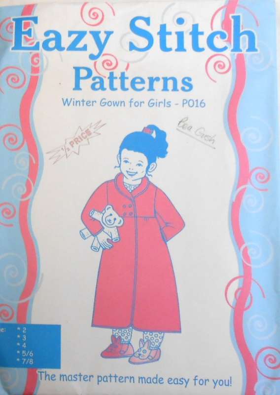 EAZY STITCH PATTERNS P016-WINTER GOWN FOR GIRLS SIZE 2-8 YEARS COMPLETE-PART CUT