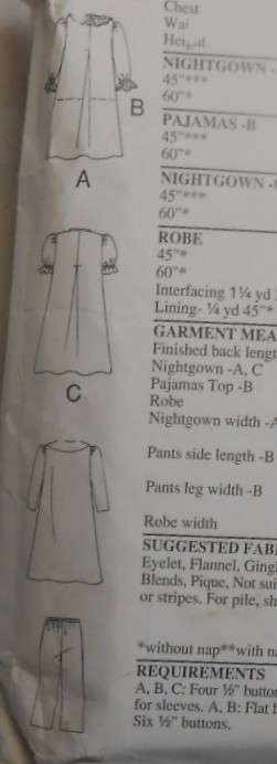 NEW LOOK PATTERNS 6333 KIDS PJS-NIGHTIE-GOWN SIZES 4-9 YEARS COMPLETE-PART CUT TO 9 YEARS-ZIPLOC