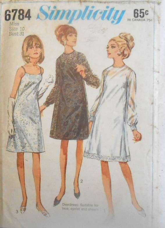 VINTAGE SIMPLICITY 6784 ONE PIECE SLIP DRESS & DRESS SIZE 10 BUST 31 COMPLETE
