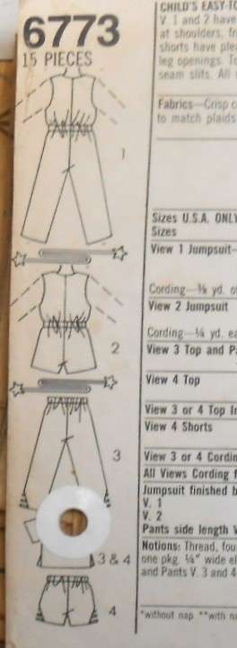 SIMPLICITY 6773 KIDS PANTS-SHORTS-TOP-JUMPSUIT SIZE 3-4-5 YEARS COMPLETE-ZIPLOC