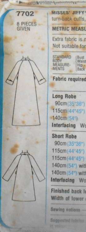 SIMPLICITY 7702 ROBE IN 2 LENGTHS SIZE MEDIUM 12-14 COMPLETE