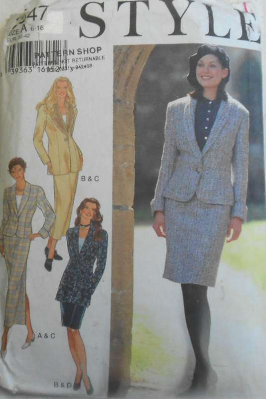 STYLE 2547 LONG & SHORT JACKET & SKIRT SIZE 6-16 COMPLETE-CUT TO 16