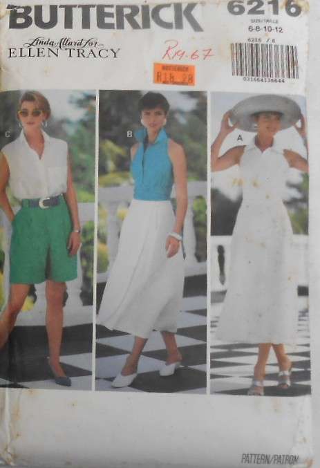 BUTTERICK 6216 HALTER TOP-WRAP SKIRT-SHORTS SIZE 6-8-10-12 COMPLETE-UNCUT-F/FOLDED