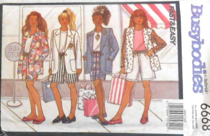 BUTTERICK 6668 GIRLS JACKET-SKIRT-SHORTS SIZE 7-14 YEARS COMPLETE-UNCUT-F/FOLDED