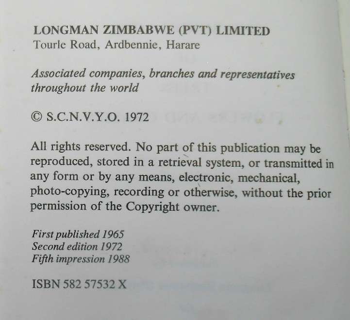 THE BUNDU BOOK 1 OF TREES, FLOWERS AND GRASSES -FIFTH IMPRESSION 1988-LONGMAN ZIMBABWE