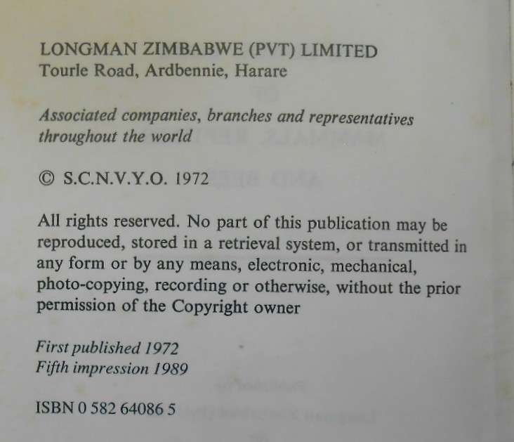 THE BUNDU BOOK 5 OF MAMMALS, REPTILES AND BEES FIFTH IMPRESSION 1989-LONGMAN ZIMBABWE