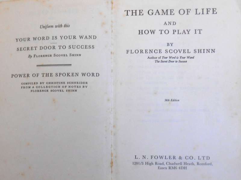 THE GAME OF LIFE AND HOW TO PLAY IT-FLORENCE SCOVEL SHINN-1925-100 PAGE SOFT COVER