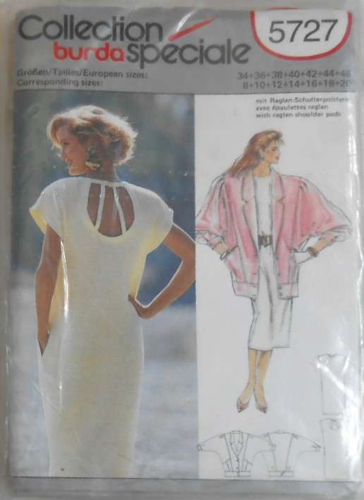 BURDA 5727 LADIES OVERSIZE JACKET & DRESS SIZE 8-10-12-14-16-18-20 COMPLETE-UNCUT-F/FOLDED