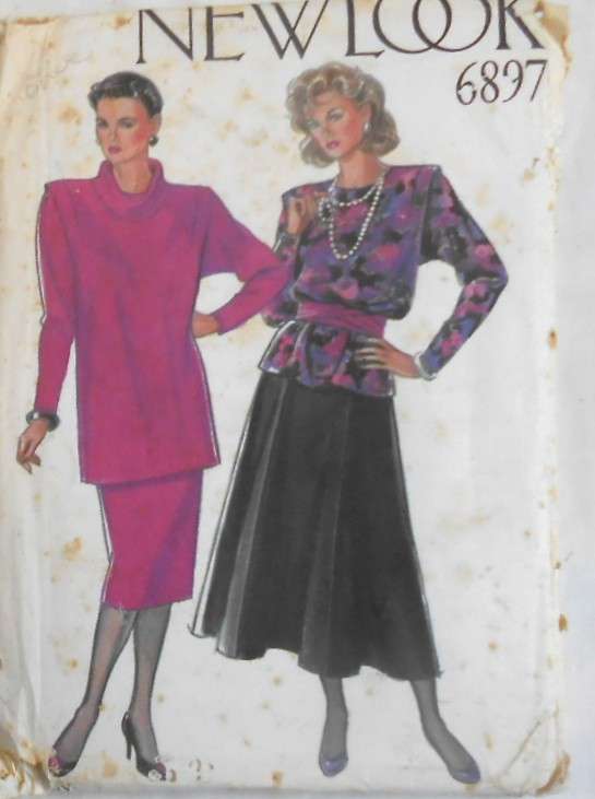 NEW LOOK 6897 TOP WITH/OUT POLO NECK-SKIRT STRAIGHT/FLARED-SASH SIZE 8-18 COMPLETE-UNCUT-F/FOLDED