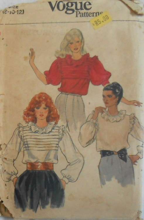 VOGUE 8501 LOOSE FITTING BLOUSE SIZE 8-10-12 COMPLETE-UNCUT-F/FOLDED-ZIPLOC