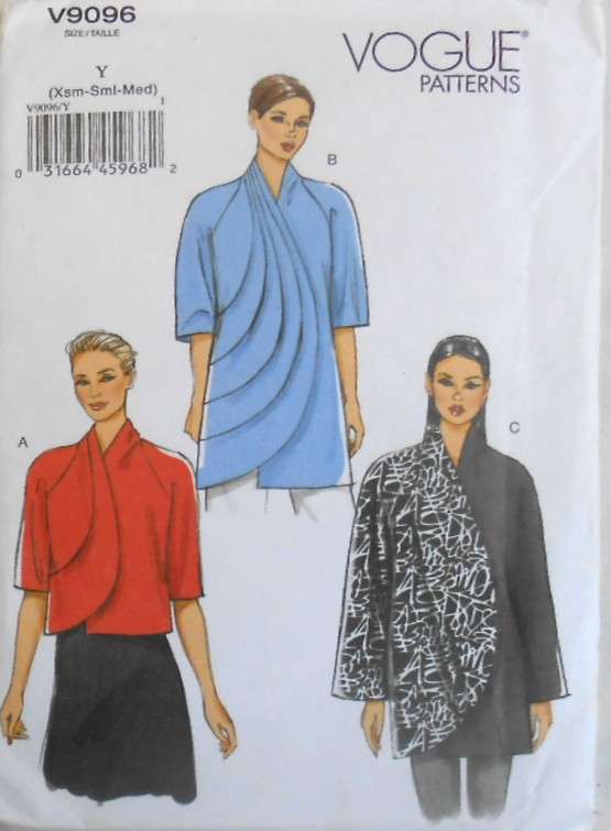 VOGUE V9096 LOOSE FITTING LINED JACKET SIZE XS-S-M 4-14 COMPLETE-UNCUT-F/FOLDED