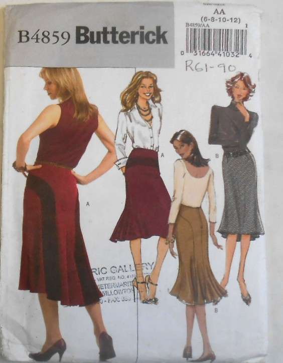 BUTTERICK B4859 LINED A-LINE SKIRTS SIZE 6-8-10-12 COMPLETE-UNCUT-F/FOLDED