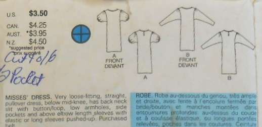 BUTTERICK 6676 VERY FITTINGSTRAIGHT DRESS SIZE 14-16-18 CUT TO 16 - NO POCKET PATTERN SUPPLIED