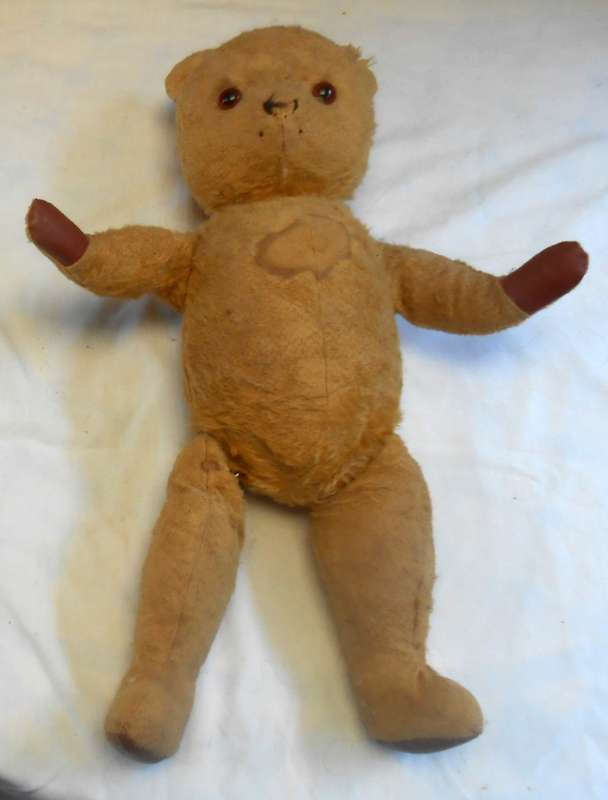 1950'S LOVEABLE VINTAGE ARK TEDDY BEAR WITH REXINE PAWS MADE IN DURBAN