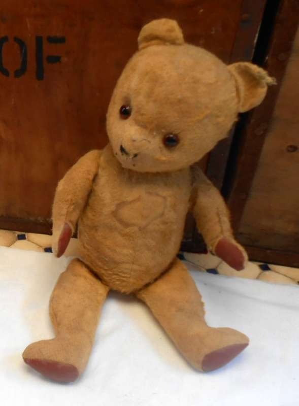 1950'S LOVEABLE VINTAGE ARK TEDDY BEAR WITH REXINE PAWS MADE IN DURBAN