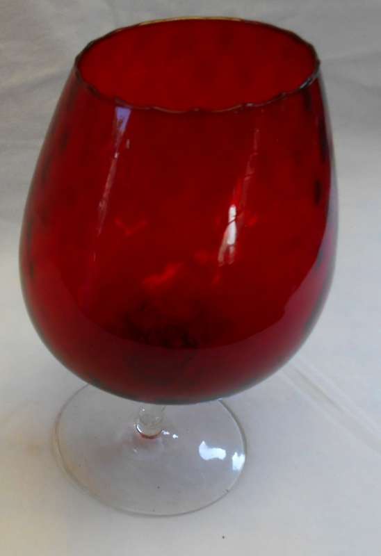 Mid Century Vintage 24.5 cm Italian twisted clear glass Footed Wine-Red Goblet or Vase