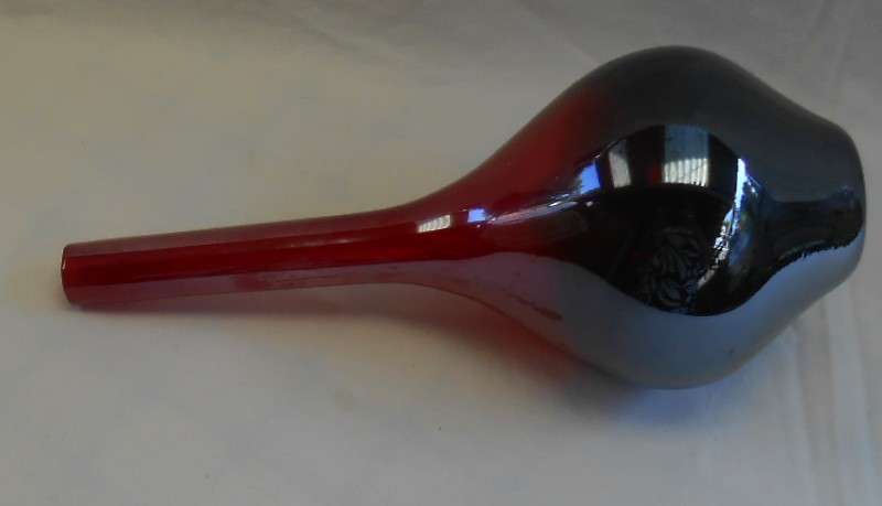 Mid Century Empoli Italian Vintage red to burgundy colour Glass Decanter Genie Bottle