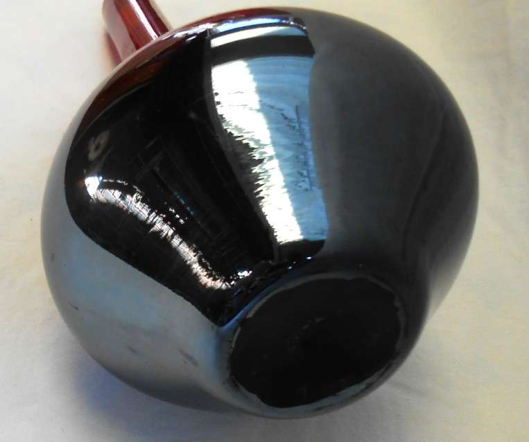 Mid Century Empoli Italian Vintage red to burgundy colour Glass Decanter Genie Bottle