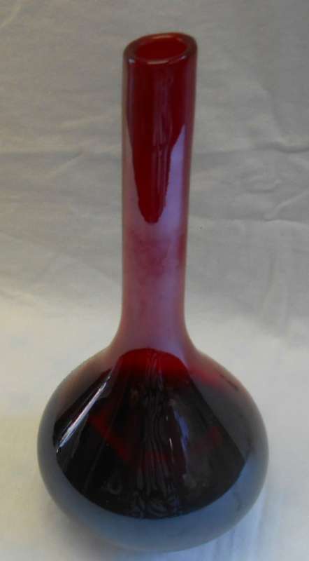 Mid Century Empoli Italian Vintage red to burgundy colour Glass Decanter Genie Bottle