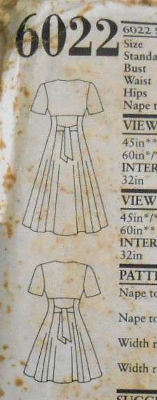 NEW LOOK PATTERNS 6022 FRONT BUTTON DRESS+SWEETHEART NECK SIZE 6-16-CUT TO 12- NO TIE SUPPLIED