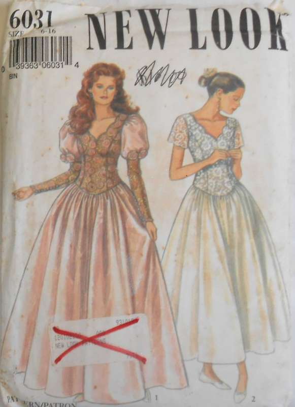 NEW LOOK PATTERNS 6031 STUNNING V NECK PARTY/BRIDAL DRESS SIZE 6-16-COMPLETE-UNCUT-F/FOLDED