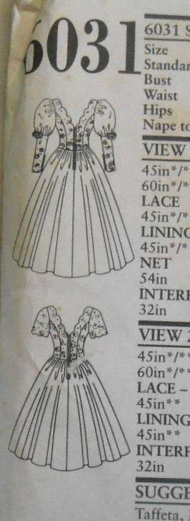 NEW LOOK PATTERNS 6031 STUNNING V NECK PARTY/BRIDAL DRESS SIZE 6-16-COMPLETE-UNCUT-F/FOLDED