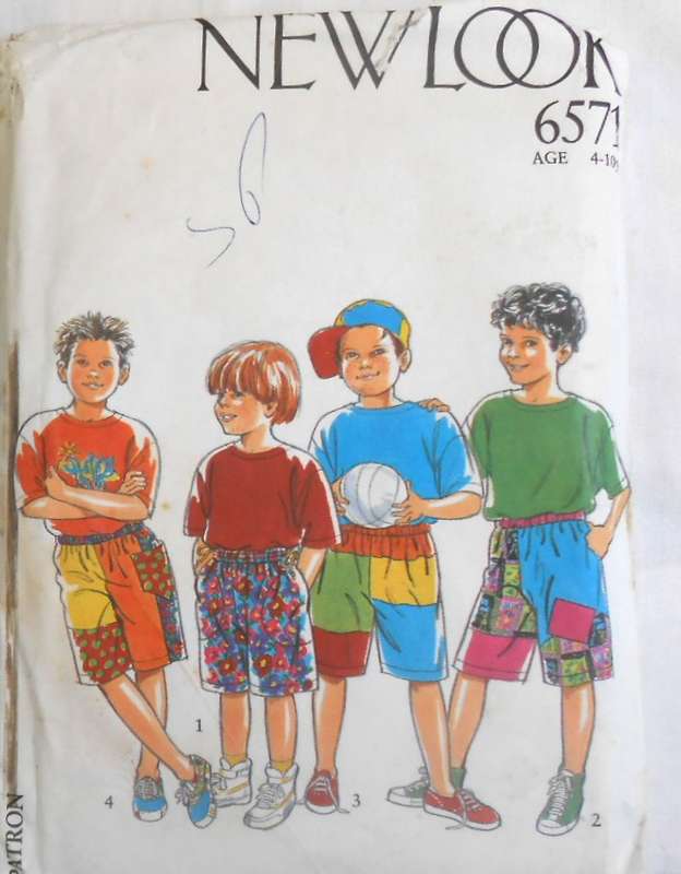NEW LOOK PATTERNS 6571 KIDS SHORTS & BAGGIES SIZE 4-10 YEARS-COMPLETE-UNCUT-F/FOLDED