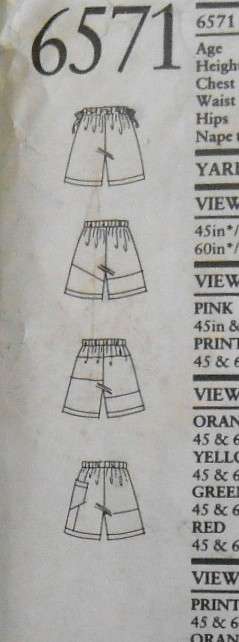 NEW LOOK PATTERNS 6571 KIDS SHORTS & BAGGIES SIZE 4-10 YEARS-COMPLETE-UNCUT-F/FOLDED