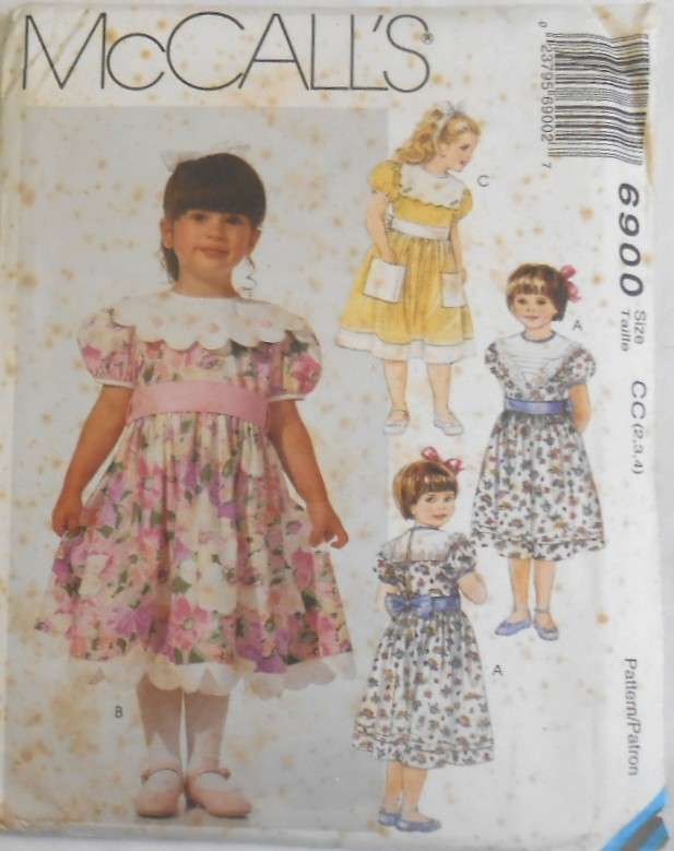 McCALLS 6900 TODDLERS DRESS SIZE 2-3-4 YEARS-COMPLETE-UNCUT-F/FOLDED