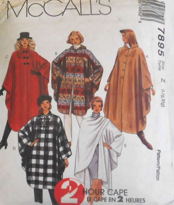 McCALLS 7895 CAPES SIZE L-XL (16-22)-COMPLETE-UNCUT-F/FOLDED