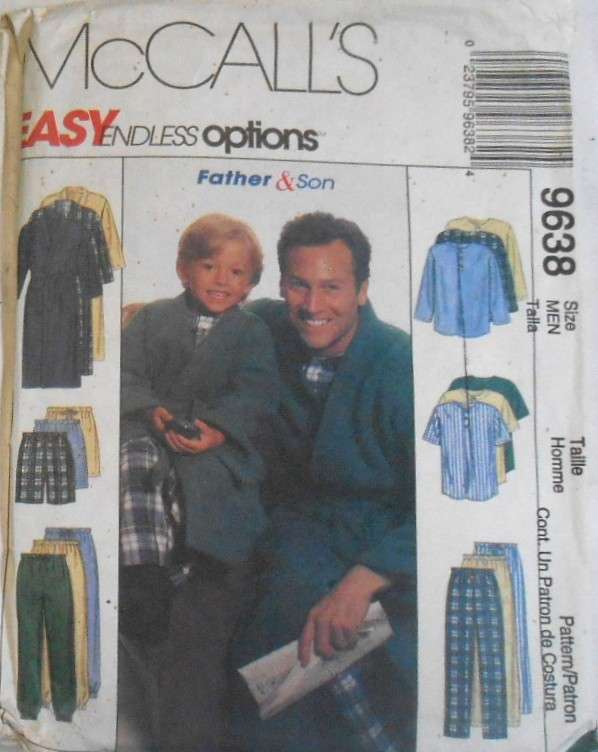 McCALLS 9638 MENS ROBE-TIE BELT-TOP-PULL ON PANTS-SHORTS SIZE 34-48 COMPLETE-UNCUT-F/FOLDED
