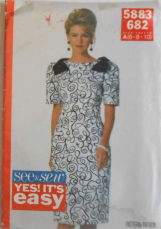 BUTTERICK 5883 DRESS SIZE 6-8-10 COMPLETE-UNCUT-F/FOLDED